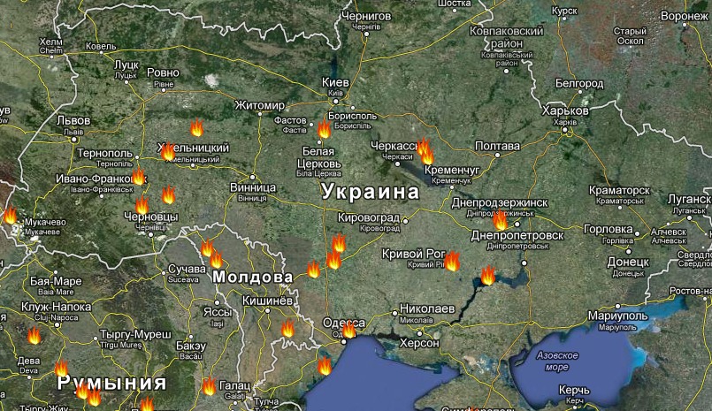 Спутниковая карта Украины