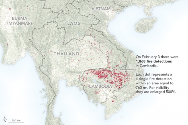 Карта пожаров в Юго Восточной Азии